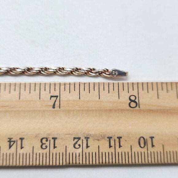 Sterling Silver Twisted Rope Chain Bracelet With Lobster Clasp 7.75 inch - Picture 5 of 6